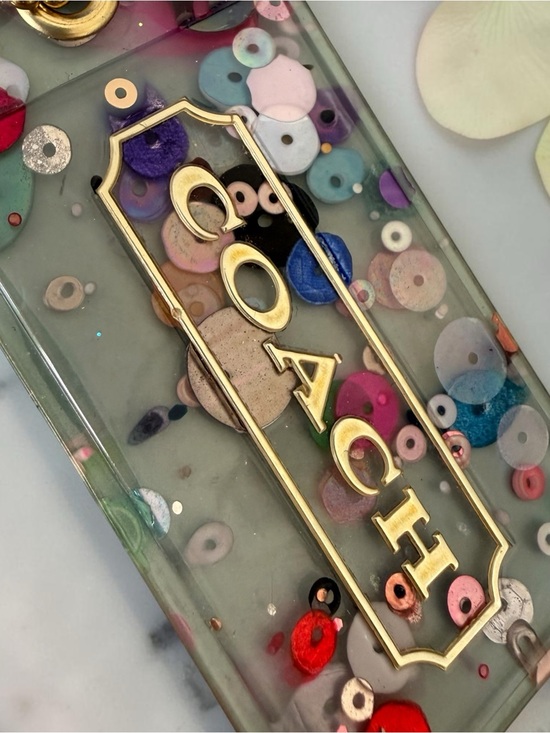 Coach Handbags - Coach Poppy Y2K acrylic XL confetti Hangtag EUC bag FOB tag keychain charm